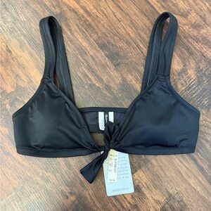 Madewell Second Wave Tie-Front Bikini Top Black Sz S Classiccore NWT